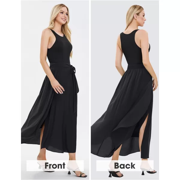 EXLURA Womens Summer Casual Split Hem Maxi Skirt Sexy Flowy Vacation Beach Long Skirts
