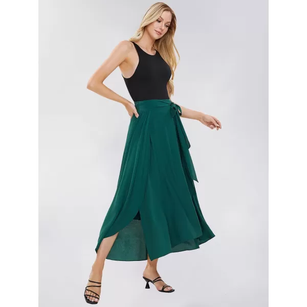 EXLURA Womens Summer Casual Split Hem Maxi Skirt Sexy Flowy Vacation Beach Long Skirts