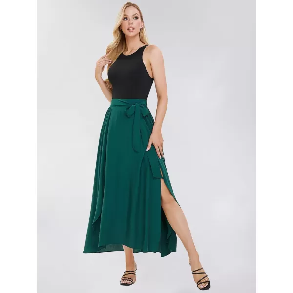 EXLURA Womens Summer Casual Split Hem Maxi Skirt Sexy Flowy Vacation Beach Long Skirts