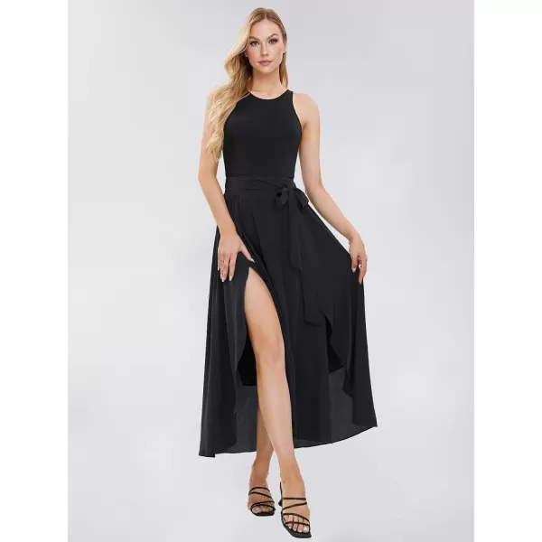 EXLURA Womens Summer Casual Split Hem Maxi Skirt Sexy Flowy Vacation Beach Long Skirts