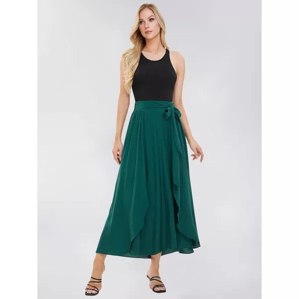 EXLURA Womens Summer Casual Split Hem Maxi Skirt Sexy Flowy Vacation Beach Long Skirts