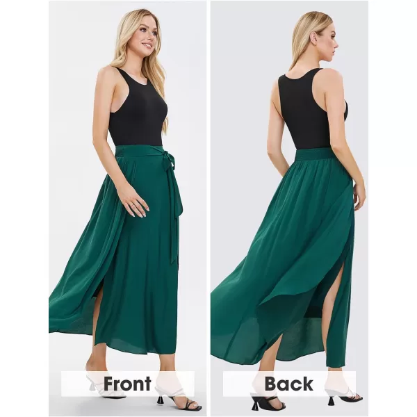 EXLURA Womens Summer Casual Split Hem Maxi Skirt Sexy Flowy Vacation Beach Long Skirts