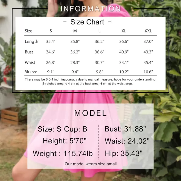 EXLURA Womens Summer Dress Short Smocked Ruffle Sundress Off Shoulder Ruched Flowy Smocked Swing Mini Dresses