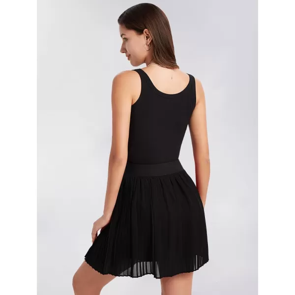 EXLURA Women's Summer Pleated High Elastic Waisted A-Line Mini Skirt Flowy Short Skirts with Shorts