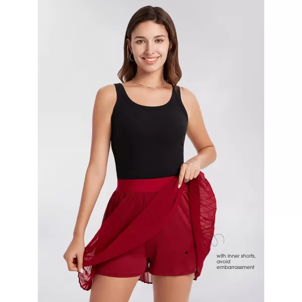EXLURA Women's Summer Pleated High Elastic Waisted A-Line Mini Skirt Flowy Short Skirts with Shorts