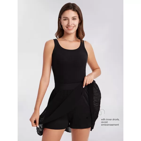 EXLURA Women's Summer Pleated High Elastic Waisted A-Line Mini Skirt Flowy Short Skirts with Shorts