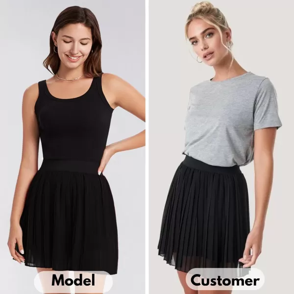 EXLURA Women's Summer Pleated High Elastic Waisted A-Line Mini Skirt Flowy Short Skirts with Shorts
