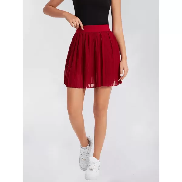 EXLURA Women's Summer Pleated High Elastic Waisted A-Line Mini Skirt Flowy Short Skirts with Shorts