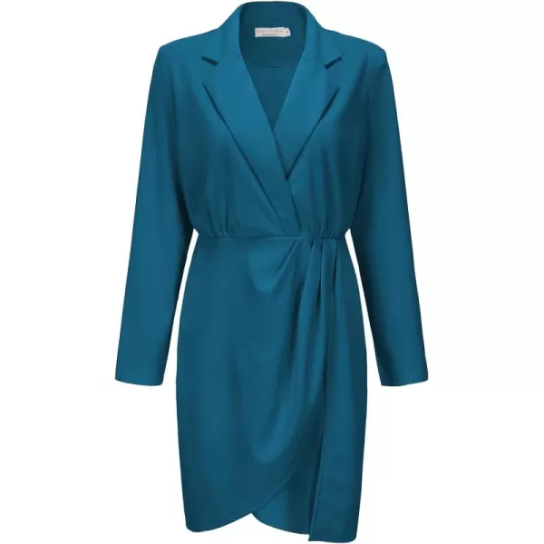 EXLURA Women's 2024 Long Sleeve Wrap V Neck Bodycon Formal Work Dress Ruched Cocktail Mini Dress Elegant Teacher Dresses