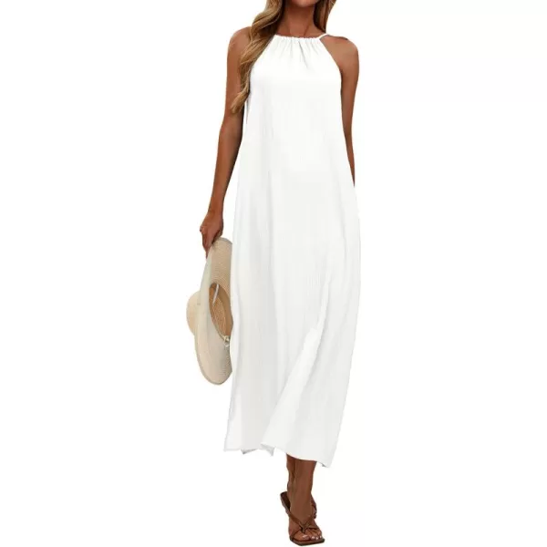 EXLURA Women's 2024 Summer Casual Sleeveless Beach Maxi Dress Plus Size Flowy Long Dress with Pockets Vacation Outfit