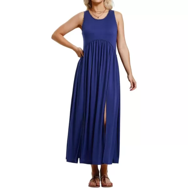 EXLURA Women's 2024 Summer Casual Sleeveless Maxi Maternity Dress Fit &amp; Flare Flowy Long Beach Sundress
