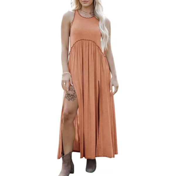 EXLURA Women's 2024 Summer Casual Sleeveless Maxi Maternity Dress Fit &amp; Flare Flowy Long Beach Sundress