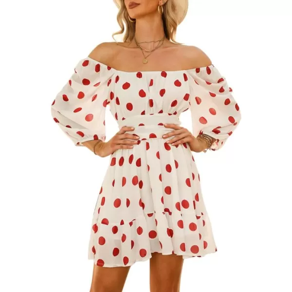 EXLURA Women's 2024 Summer Lantern Short Sleeve Tie Back Casual Dresses Square Neck Off Shoulder A-Line Vintage Mini Dress