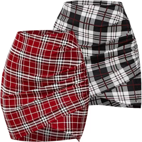 EXLURA Women's Bodycon Ruched Tulip Mini Skirt Elastic High Waist Asymmetrical Short Skirts
