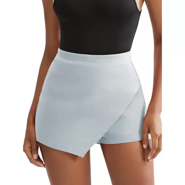 EXLURA Women's High Elastic Waist Bodycon Asymmetrical Skorts Short Mini Skirt with Shorts