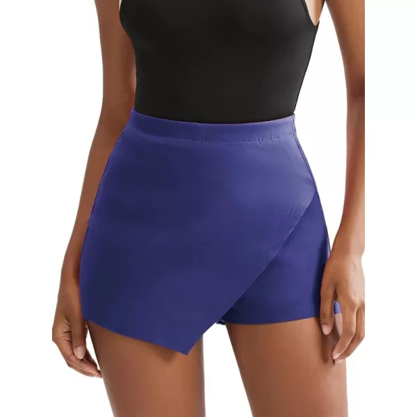 EXLURA Women's High Elastic Waist Bodycon Asymmetrical Skorts Short Mini Skirt with Shorts