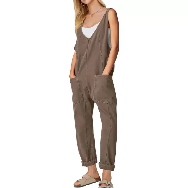 EXLURA Womens High Roller Denim Bib Jumpsuits Casual Loose Sleeveless Baggy Overalls Jeans Pants Jumpers with Pockets
