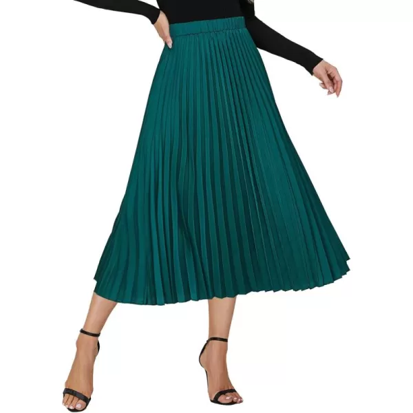 EXLURA Womens High Waist Polka Dot Pleated Skirt Midi Swing Skirt with Pockets