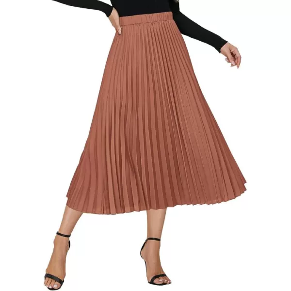 EXLURA Womens High Waist Polka Dot Pleated Skirt Midi Swing Skirt with Pockets