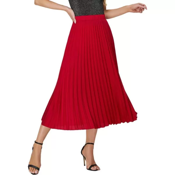 EXLURA Womens High Waist Polka Dot Pleated Skirt Midi Swing Skirt with Pockets