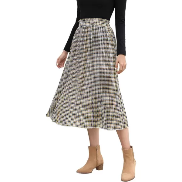 EXLURA Womens High Waist Polka Dot Pleated Skirt Midi Swing Skirt with Pockets