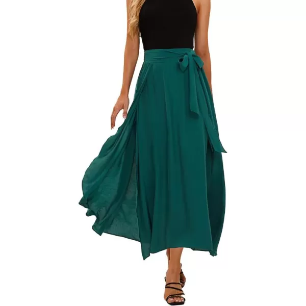 EXLURA Womens Summer Casual Split Hem Maxi Skirt Sexy Flowy Vacation Beach Long Skirts