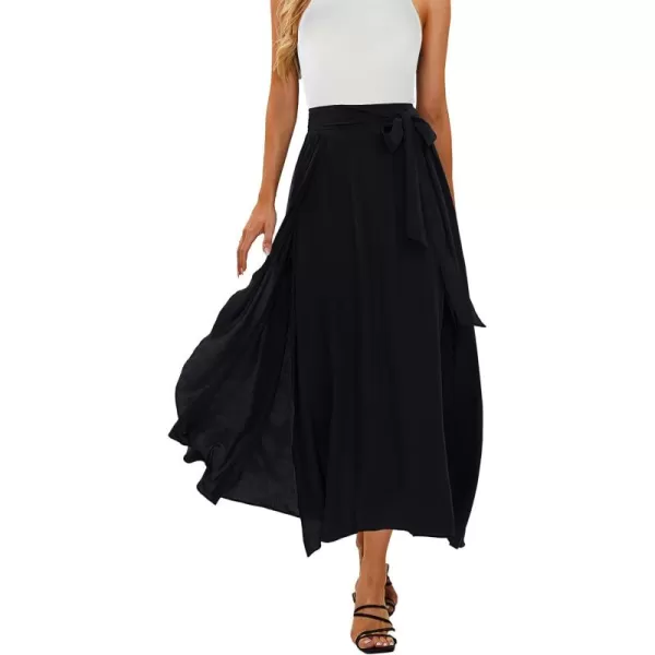 EXLURA Womens Summer Casual Split Hem Maxi Skirt Sexy Flowy Vacation Beach Long Skirts