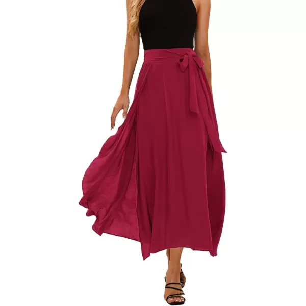 EXLURA Womens Summer Casual Split Hem Maxi Skirt Sexy Flowy Vacation Beach Long Skirts