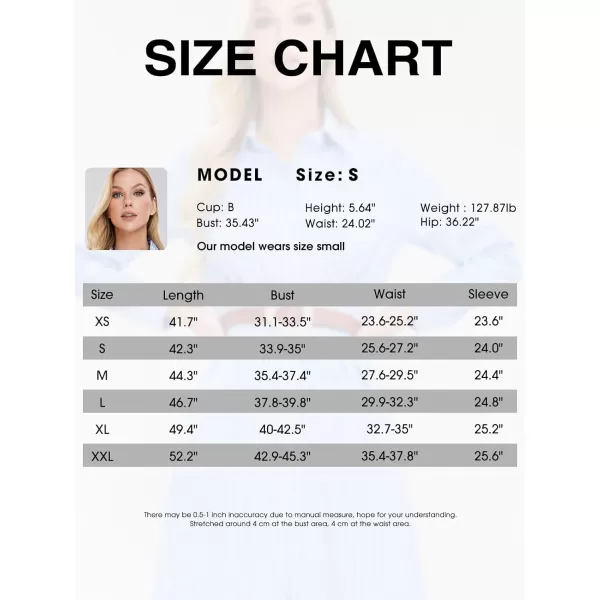 EXLURA Women's 2024 Casual Long Sleeve Button Down Shirt Dress with Pockets Striped Midi Dress Elastic Waist Work Outfit