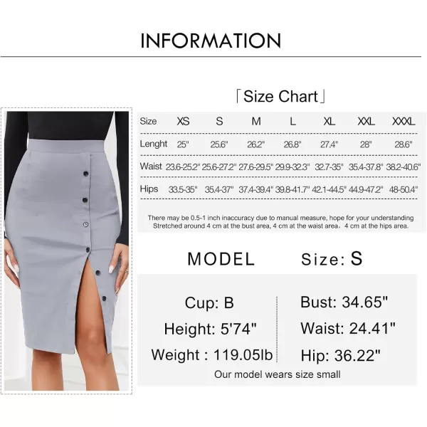 Byinns Women's 2024 High Waist Pencil Skirt Button Slit Work Skirts Plaid Business Bodycon Midi Skirt Knee Length
