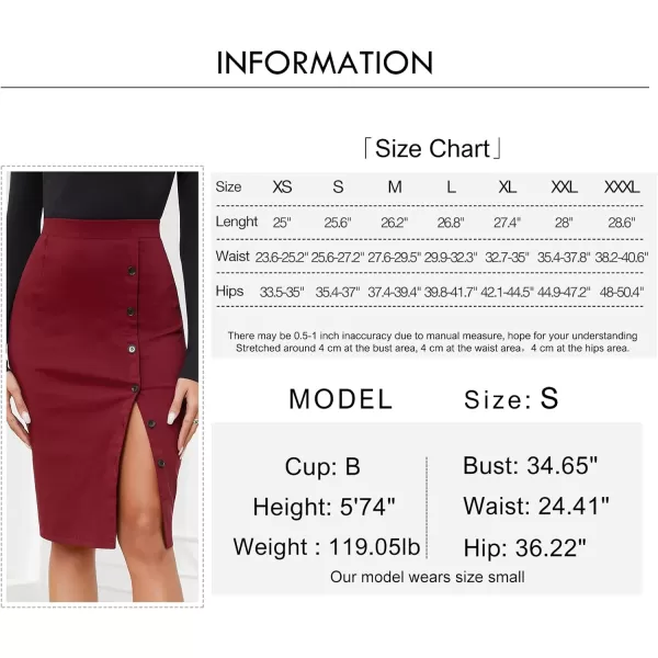 Byinns Women's 2024 High Waist Pencil Skirt Button Slit Work Skirts Plaid Business Bodycon Midi Skirt Knee Length