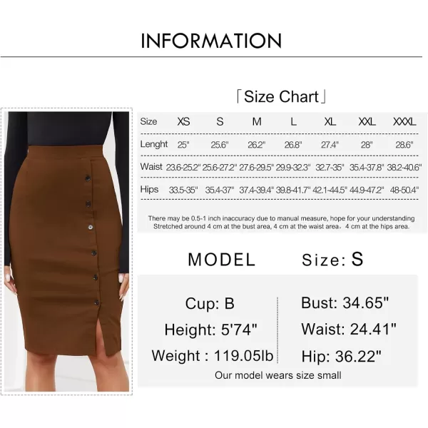 Byinns Women's 2024 High Waist Pencil Skirt Button Slit Work Skirts Plaid Business Bodycon Midi Skirt Knee Length