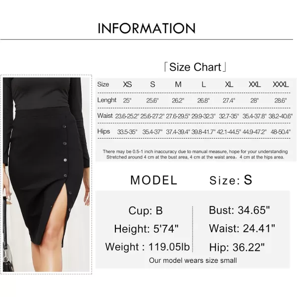 Byinns Women's 2024 High Waist Pencil Skirt Button Slit Work Skirts Plaid Business Bodycon Midi Skirt Knee Length