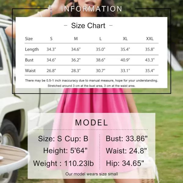 EXLURA Womens 2024 Casual Short Sleeve Square Neck Cap Sleeve Dress High Waist A-Line Summer Smocked Back Mini Dresses