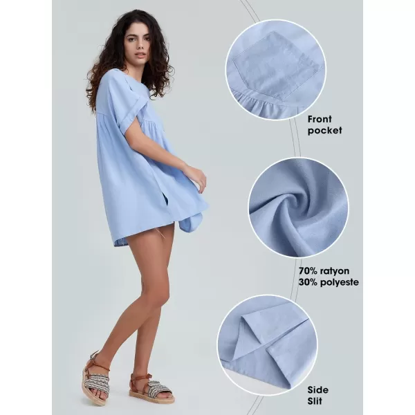 EXLURA Womens Short Sleeve Summer Tops Casual Loose Maternity Babydoll Peplum Tops Oversized Shirts Tunic 2024