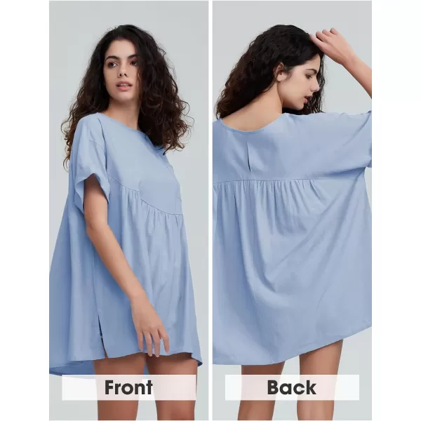 EXLURA Womens Short Sleeve Summer Tops Casual Loose Maternity Babydoll Peplum Tops Oversized Shirts Tunic 2024
