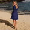 imageByinns Womens Smocked Ruffle Mini Dress Square Neck Long Sleeve Party Dress Cute Cottagecore Wedding Guest DressBlue