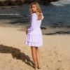 imageByinns Womens Smocked Ruffle Mini Dress Square Neck Long Sleeve Party Dress Cute Cottagecore Wedding Guest DressPurple
