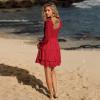 imageByinns Womens Smocked Ruffle Mini Dress Square Neck Long Sleeve Party Dress Cute Cottagecore Wedding Guest DressRed
