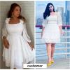imageByinns Womens Smocked Ruffle Mini Dress Square Neck Long Sleeve Party Dress Cute Cottagecore Wedding Guest DressWhite