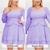 imageByinns Womens Summer Ruffle Dress Sundresses Tiered Dress Off Shoulder Smocked Sleeveless 2024 Trendy Flowy DressesLongsleevepurple