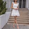 imageByinns Womens Summer Ruffle Dress Sundresses Tiered Dress Off Shoulder Smocked Sleeveless 2024 Trendy Flowy DressesWhite