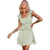 imageByinns Womens Summer Ruffle Dress Sundresses Tiered Dress Off Shoulder Smocked Sleeveless 2024 Trendy Flowy DressesLight Gray Green