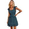 imageByinns Womens Summer Ruffle Dress Sundresses Tiered Dress Off Shoulder Smocked Sleeveless 2024 Trendy Flowy DressesPeacock Blue
