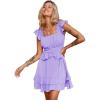 imageByinns Womens Summer Ruffle Dress Sundresses Tiered Dress Off Shoulder Smocked Sleeveless 2024 Trendy Flowy DressesPurple
