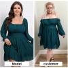 imageByinns Womens 2024 Plus Size Tie Back Square Neck Mini Dress Long Lantern Sleeve Elastic Waist Wedding Guest DressesPeacock Blue