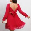 imageByinns Womens 2024 Plus Size Tie Back Square Neck Mini Dress Long Lantern Sleeve Elastic Waist Wedding Guest DressesRed