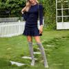 imageByinns Womens 2024 Sexy Mini Dress Knit Ruched Long Sleeve Ruffle Bodycon Dress Club Date Night Cocktail Party DressesDark Blue