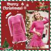 imageByinns Womens 2024 Sexy Mini Dress Knit Ruched Long Sleeve Ruffle Bodycon Dress Club Date Night Cocktail Party DressesHot Pink