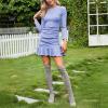 imageByinns Womens 2024 Sexy Mini Dress Knit Ruched Long Sleeve Ruffle Bodycon Dress Club Date Night Cocktail Party DressesLight Blue